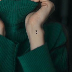 Two Tiny Black Hearts Temporary Tattoo