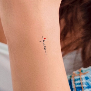 Faith Cross Heart Temporary Tattoo / religious tattoo