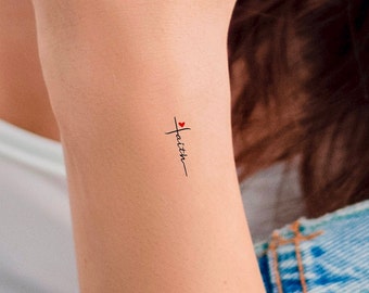 Faith Cross Heart Temporary Tattoo / religious tattoo