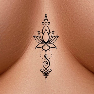 Unalome Lotus Temporary Tattoo