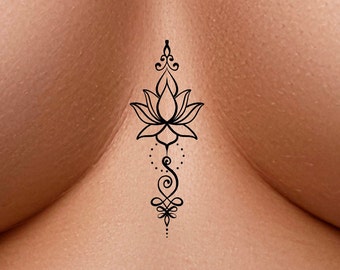 Unalome Lotus Temporary Tattoo