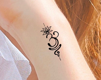 Breathe Sanskrit Lotus Temporary Tattoo