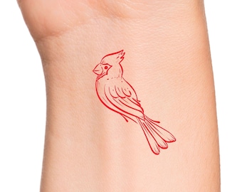 Red Cardinal Temporary Tattoo / bird tattoos