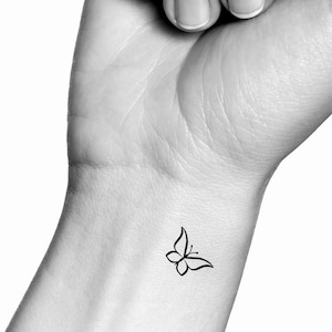 Fine Line Butterfly Temporary Tattoo