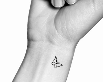 Fine Line Butterfly Temporary Tattoo