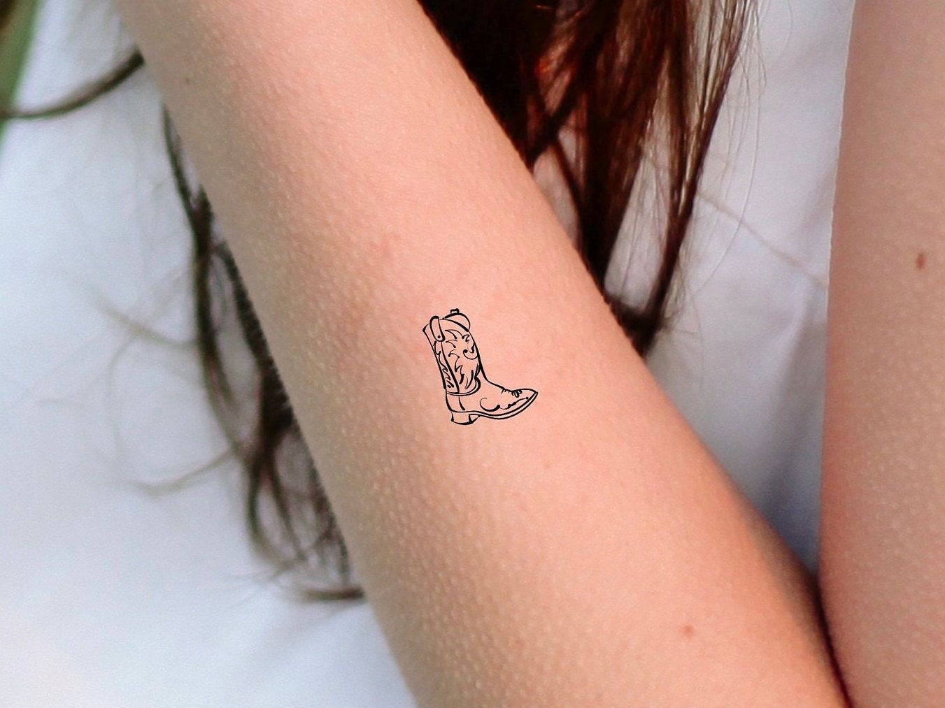 Fine Line Cowboy Boot Tattoo Ideas