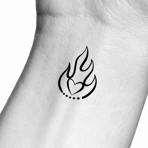 Fire Heart Temporary Tattoo