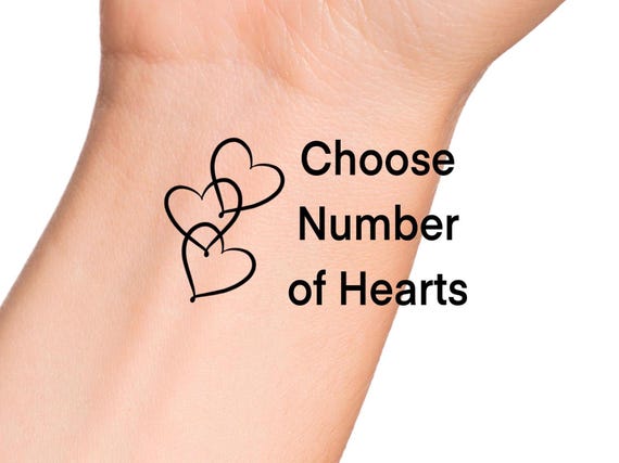Interlocking Hearts Temporary Tattoo – Choose Number of Hearts - Etsy