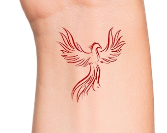 Phoenix Temporary Tattoo / red Phoenix outline tattoo