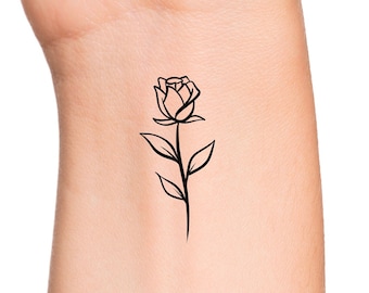 Rose Temporary Tattoo Flower Tattoo Floral Temp Tattoos