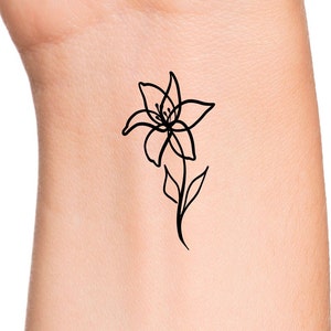 Lily Line Temporary Tattoo / flower tattoo