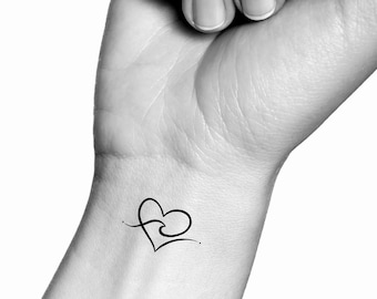 Wave Heart Temporary Tattoo