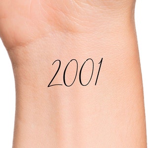 2001 Year Temporary Tattoo numbers tattoo birth year tattoo