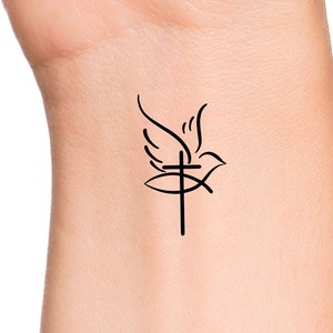 Cross Dove Jesus Fish Temporary Tattoo / religious tattoos