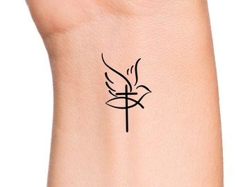 Cross Dove Jesus Fish Temporary Tattoo / religious tattoos