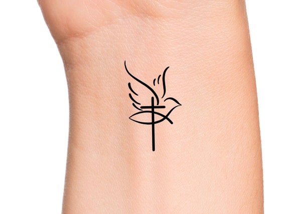 christian fish symbol with cross tattoo