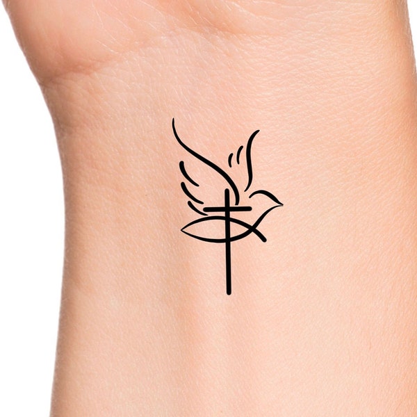 Cross Dove Jesus Fish Temporary Tattoo / religious tattoos