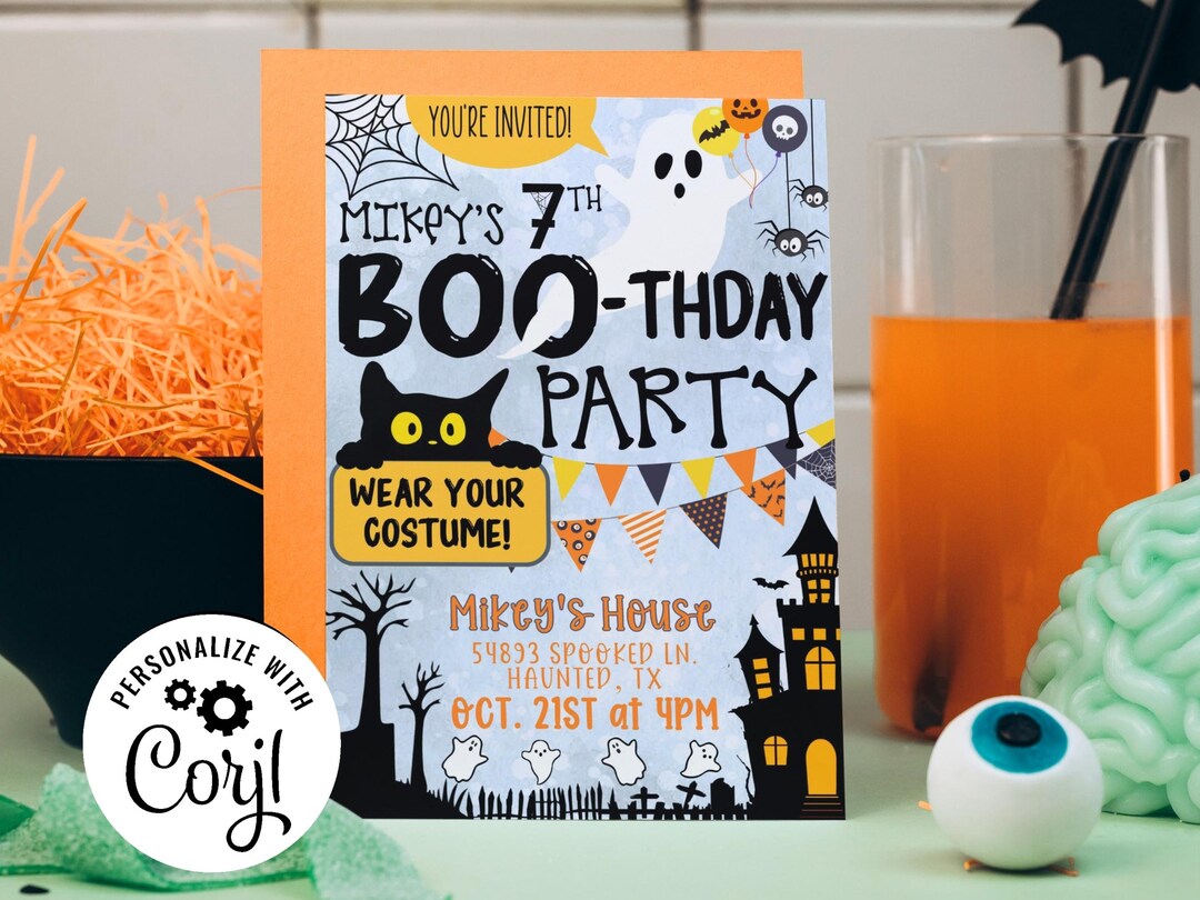 Editable Halloween Birthday Invitation Template, Printable Boo-thday ...