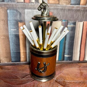 Vintage 1960s Tabletop Cigarette Dispenser, Antique Equestrian-themed Cigarette  Holder, Cigarette Display Stand