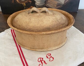 Ancienne terrine ,pot en faience à pâté, vintage français, terrine campagnarde.