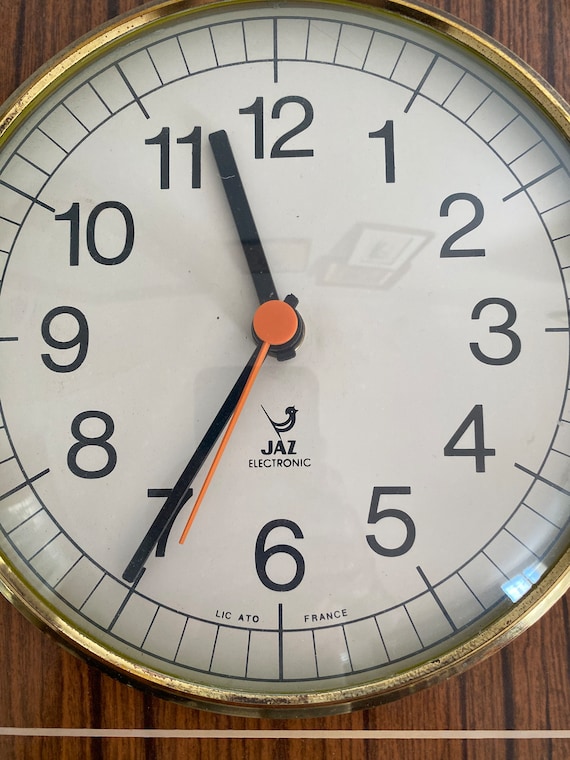アンティーク Jaz Electronic Formica 壁掛け時計、70 年代