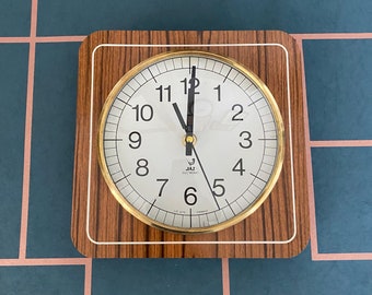 Antique Jaz Electronic Formica wall clock, vintage 70s.