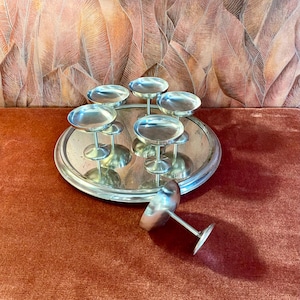 Guy Degrenne stainless steel ice cream cups, vintage, made in France 70s, set of 6 metal cups.