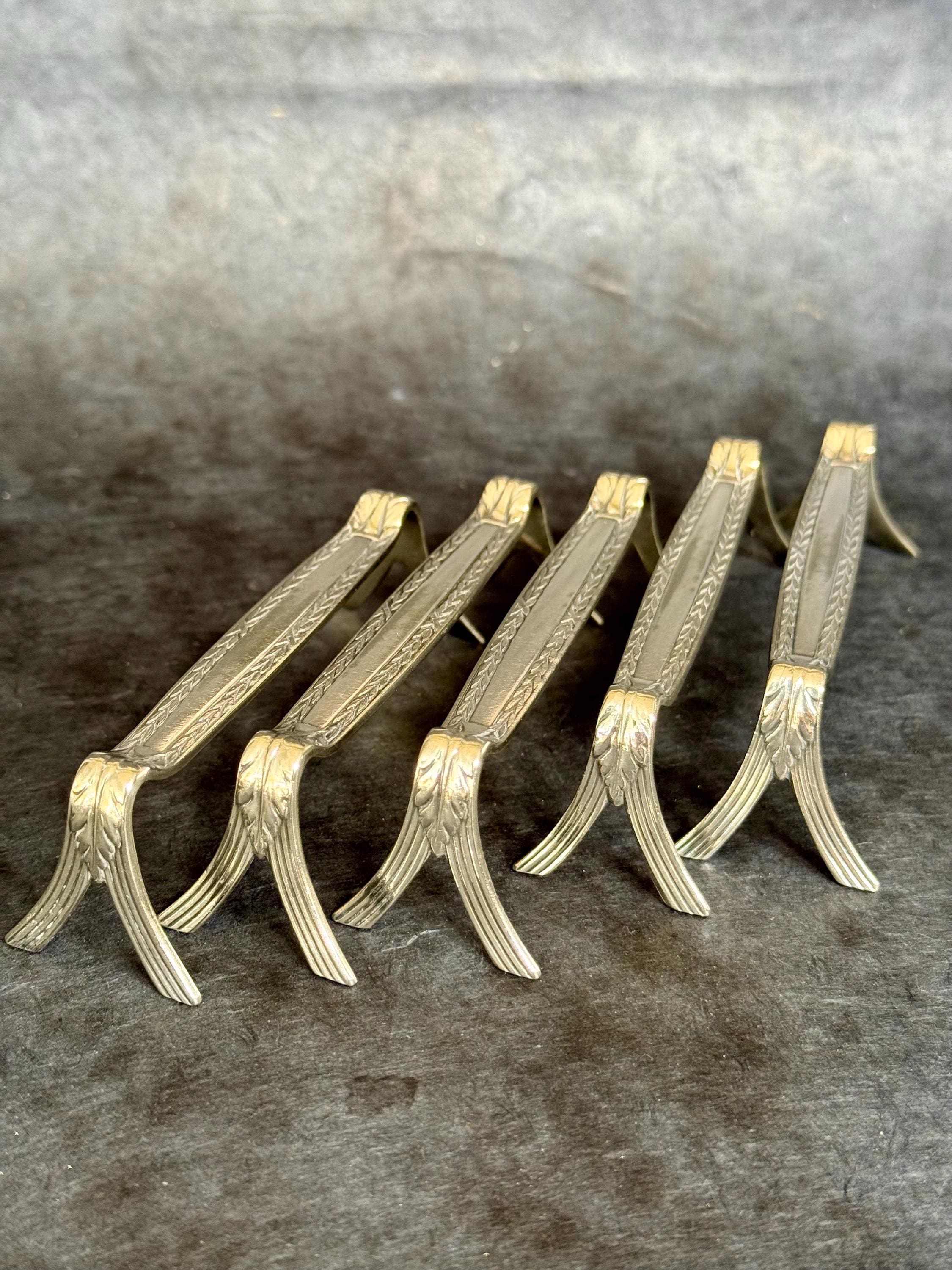 Lot De 10 Repose-couteaux Anciens – Marbre Bicolore Blanc – Art Déco