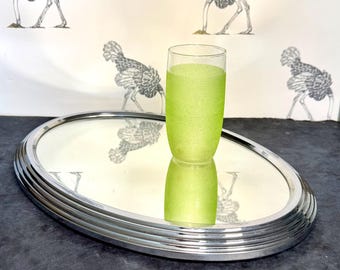 Art-Deco-Spiegeltablett, ovales Vintage-Serviertablett, Tischdekoration.
