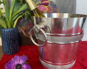Old silver-plated champagne bucket; Vintage ice bucket, wine cooler.