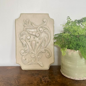 Carved wooden panel, old pediment, French antique