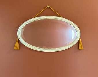 Miroir ovale biseauté, style Art Deco, ancien miroir,shabby chic.