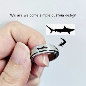 Custom Your Own Pattern Ring, Personalized Stainless Steel Ring, Free Engraving Band, Spinner Ring, Spin Ring, Customized Gift