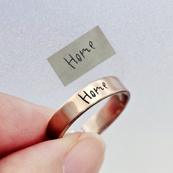 Actual Handwriting Ring, Personalized Handwritten Signature Band, Adjustable Name Ring, Custom Motto Engrave Ring, Memorial Gift Mothers Day