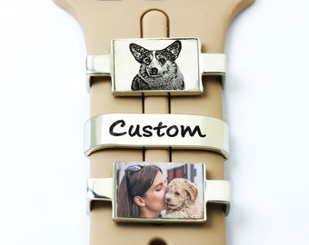 Personalized Watch Band Charm, Custom Photo Smart Watch Charm, Customized Picture Watch Strap Charm, Engraved Smart Watch Accessory