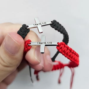 Custom Engraved Cross Bracelet, Christian Jewelry, Braided Faith Bracelet, Religious Gift, Adjustable Rope, Customized Couples Bracelet
