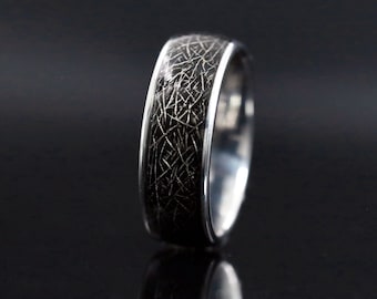 Anillo de carburo de tungsteno personalizado para hombres, anillo negro grabado personalizado, anillo de acero de tungsteno para hombres, su alianza de bodas, regalo de aniversario para él