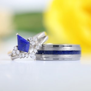 Matching Lapis Lazuli Couple Rings, Personalized Wedding Rings, Custom Promise Rings for Couples, Anniversary Gift, Engagement Rings
