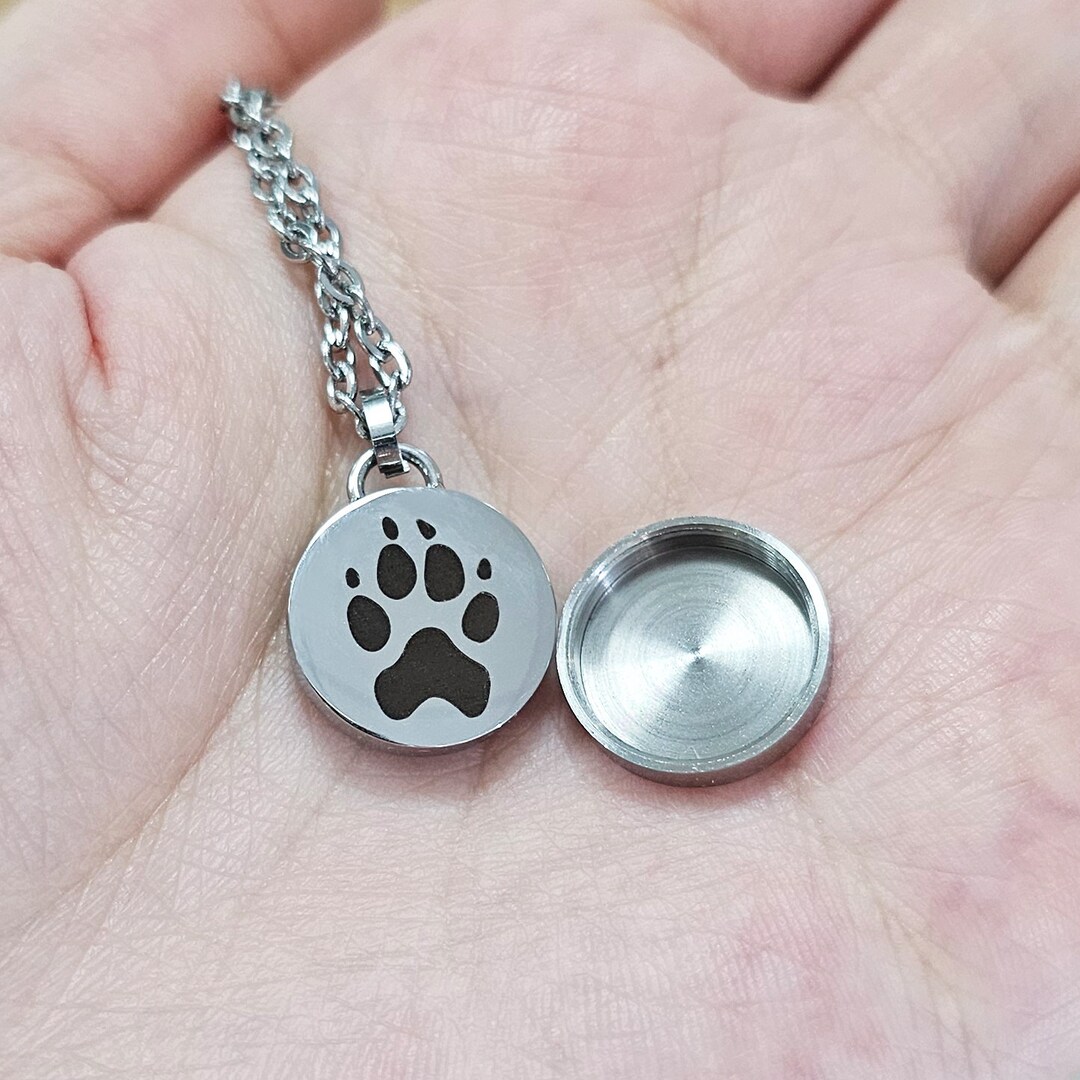 Custom Cremation Urn Necklace for Ashes, Actual Dog Paw Print Urn ...