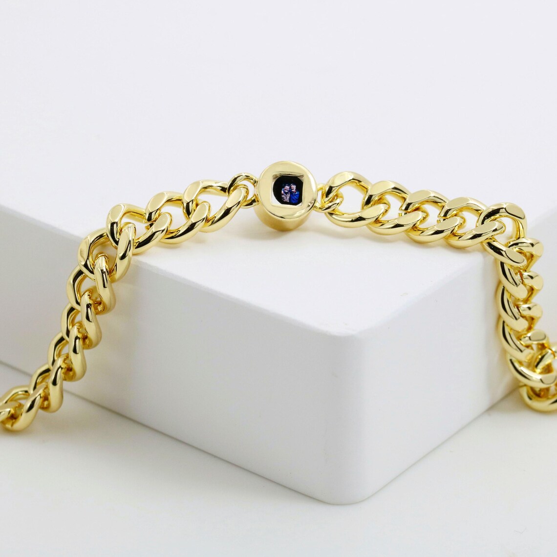 Bracciale con perle metalliche con proiezione fotografica, bracciale p