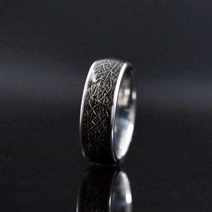 Fedi nuziali personalizzate, Anello di fidanzamento personalizzato per lui e per lei, Anelli di promessa coordinati per coppia, Anello di quarzo rutilato nero naturale His Ring