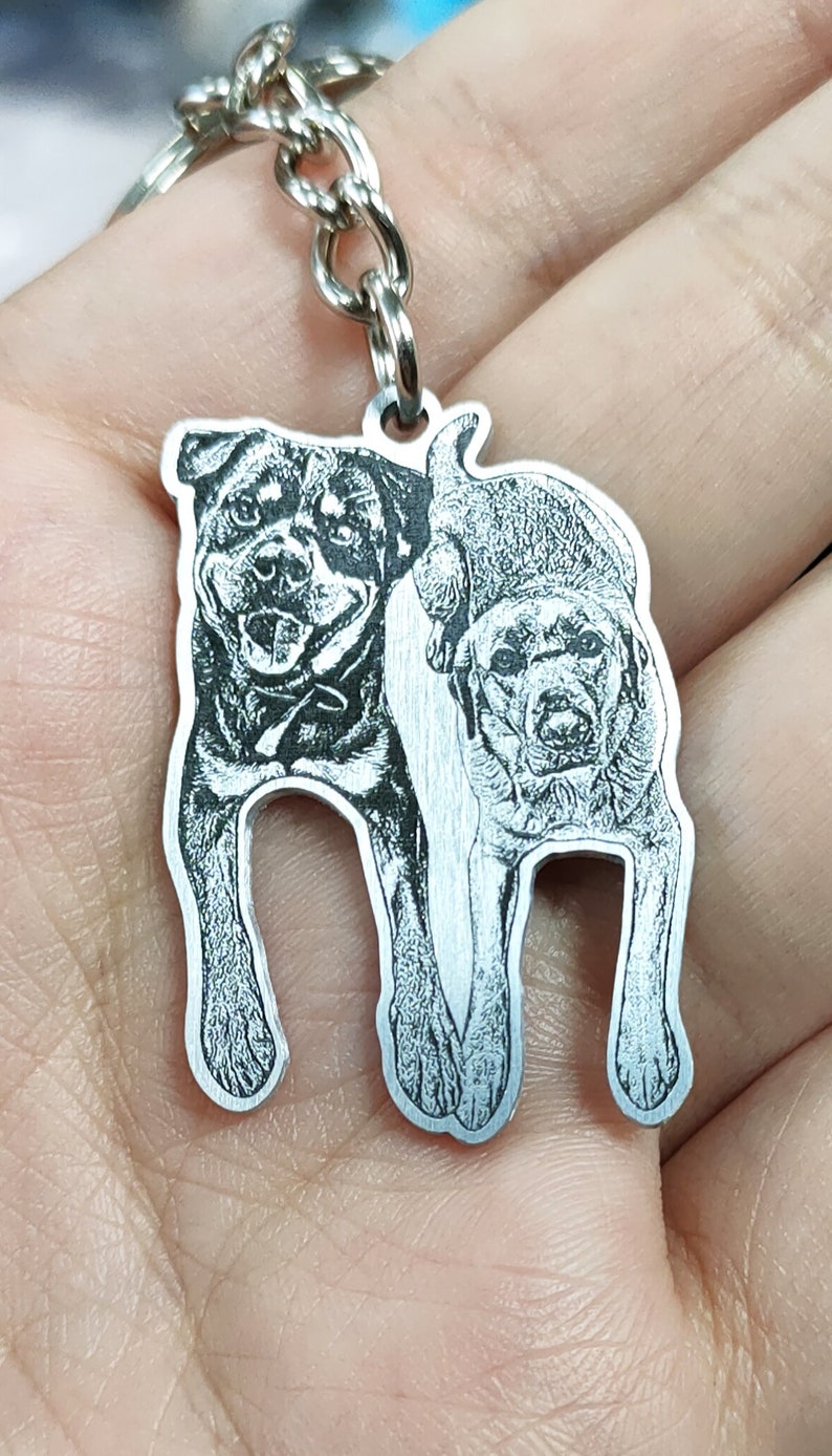 Portachiavi personalizzato con foto di cani incisi, portachiavi personalizzato con foto di gatti, regalo per gli amanti degli animali domestici, regalo di simpatia per la perdita degli animali domestici, memoriale degli animali domestici immagine 6