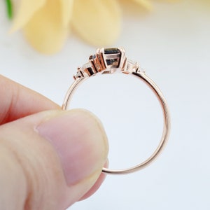 Rutilated Quartz Ring, Natural Black Gemstone Ring, Engagement Ring for Women, Wedding Ring, Promise Ring, Sterling Silver Plated Rose Gold image 4