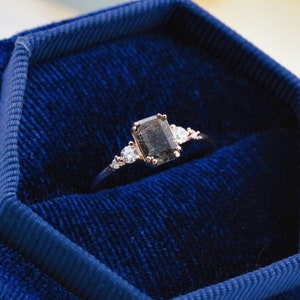 Anillo de cuarzo rutilado, anillo de piedra preciosa negra natural, anillo de compromiso para mujer, anillo de boda, anillo de promesa, oro rosa chapado en plata de ley imagen 7