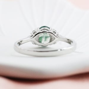 Anillo de compromiso de ágata de musgo natural para mujeres, anillo de piedra preciosa grabado personalizado, alianza de boda personalizada, anillo de piedra de ágata de musgo verde vintage imagen 5