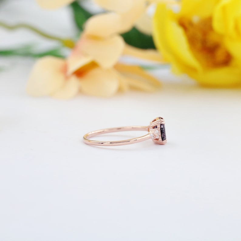 Rutilated Quartz Ring, Natural Black Gemstone Ring, Engagement Ring for Women, Wedding Ring, Promise Ring, Sterling Silver Plated Rose Gold Bild 2