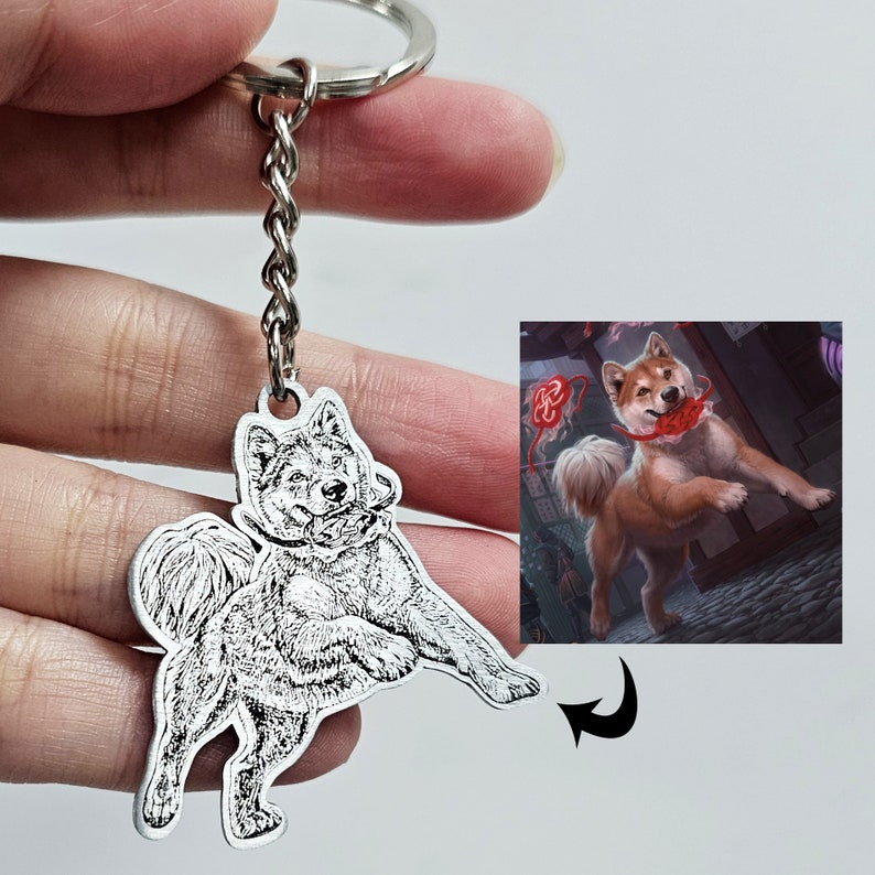 Portachiavi personalizzato con foto di cani incisi, portachiavi personalizzato con foto di gatti, regalo per gli amanti degli animali domestici, regalo di simpatia per la perdita degli animali domestici, memoriale degli animali domestici immagine 8