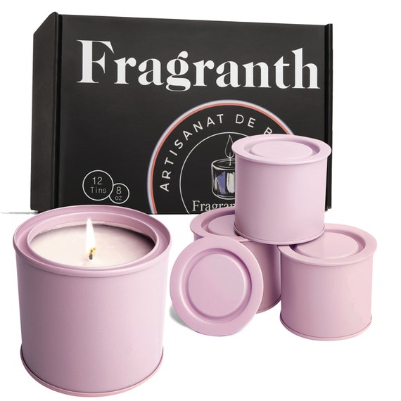Pink Lavender Candle Tins 8 Oz With Lids 12-pack of Candle Jars