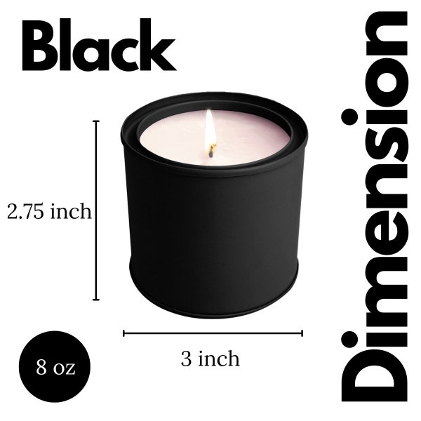 12 Oz Black Candle Tins Etsy