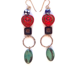 Unique beaded earrings with brass details